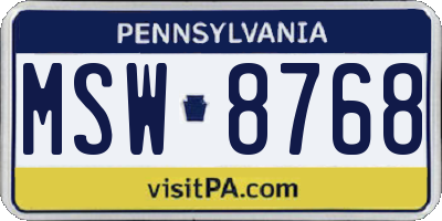 PA license plate MSW8768
