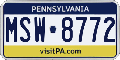 PA license plate MSW8772