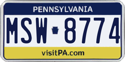 PA license plate MSW8774