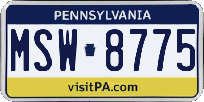 PA license plate MSW8775