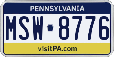 PA license plate MSW8776