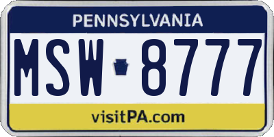 PA license plate MSW8777