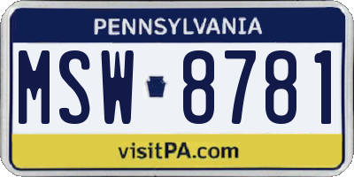 PA license plate MSW8781