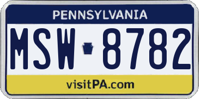 PA license plate MSW8782