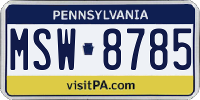 PA license plate MSW8785