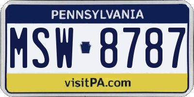PA license plate MSW8787