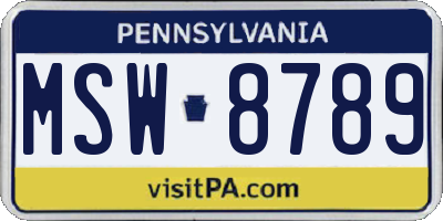 PA license plate MSW8789