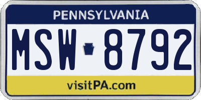 PA license plate MSW8792