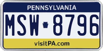 PA license plate MSW8796