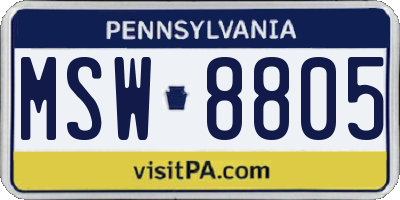 PA license plate MSW8805