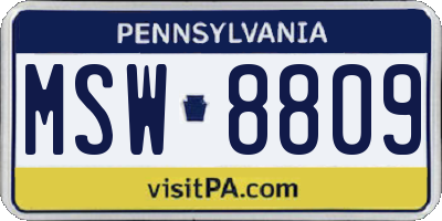PA license plate MSW8809