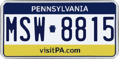 PA license plate MSW8815