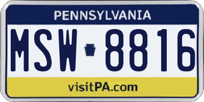 PA license plate MSW8816