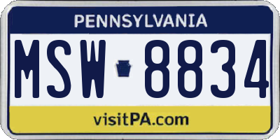 PA license plate MSW8834