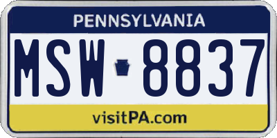 PA license plate MSW8837