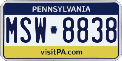 PA license plate MSW8838
