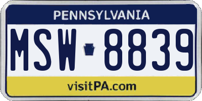 PA license plate MSW8839