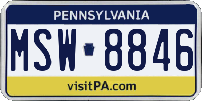 PA license plate MSW8846