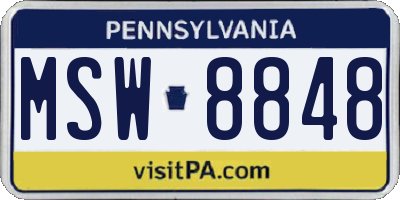 PA license plate MSW8848