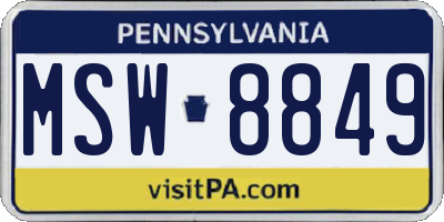 PA license plate MSW8849