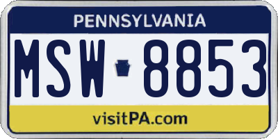 PA license plate MSW8853