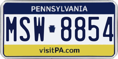 PA license plate MSW8854