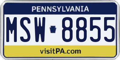PA license plate MSW8855