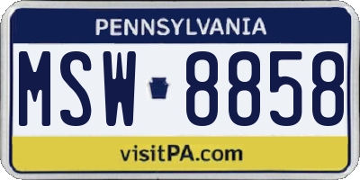 PA license plate MSW8858