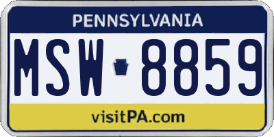 PA license plate MSW8859