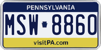 PA license plate MSW8860