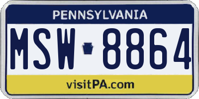 PA license plate MSW8864