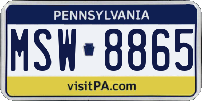 PA license plate MSW8865