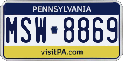 PA license plate MSW8869