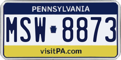 PA license plate MSW8873