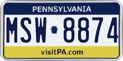 PA license plate MSW8874