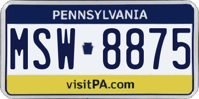 PA license plate MSW8875