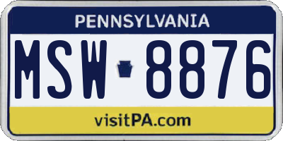 PA license plate MSW8876
