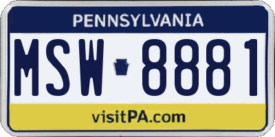 PA license plate MSW8881
