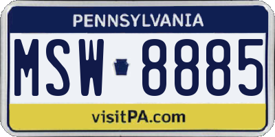 PA license plate MSW8885