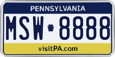 PA license plate MSW8888