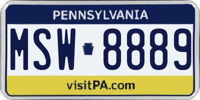 PA license plate MSW8889