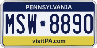 PA license plate MSW8890