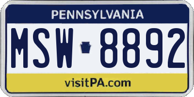 PA license plate MSW8892