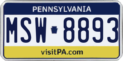 PA license plate MSW8893