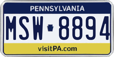 PA license plate MSW8894