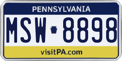 PA license plate MSW8898