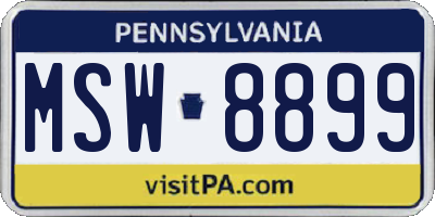 PA license plate MSW8899