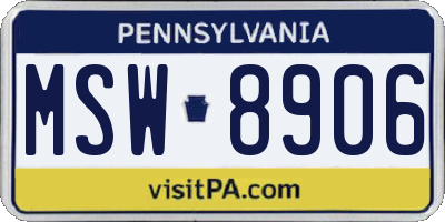 PA license plate MSW8906