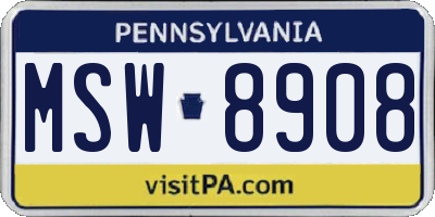 PA license plate MSW8908