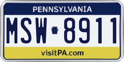 PA license plate MSW8911